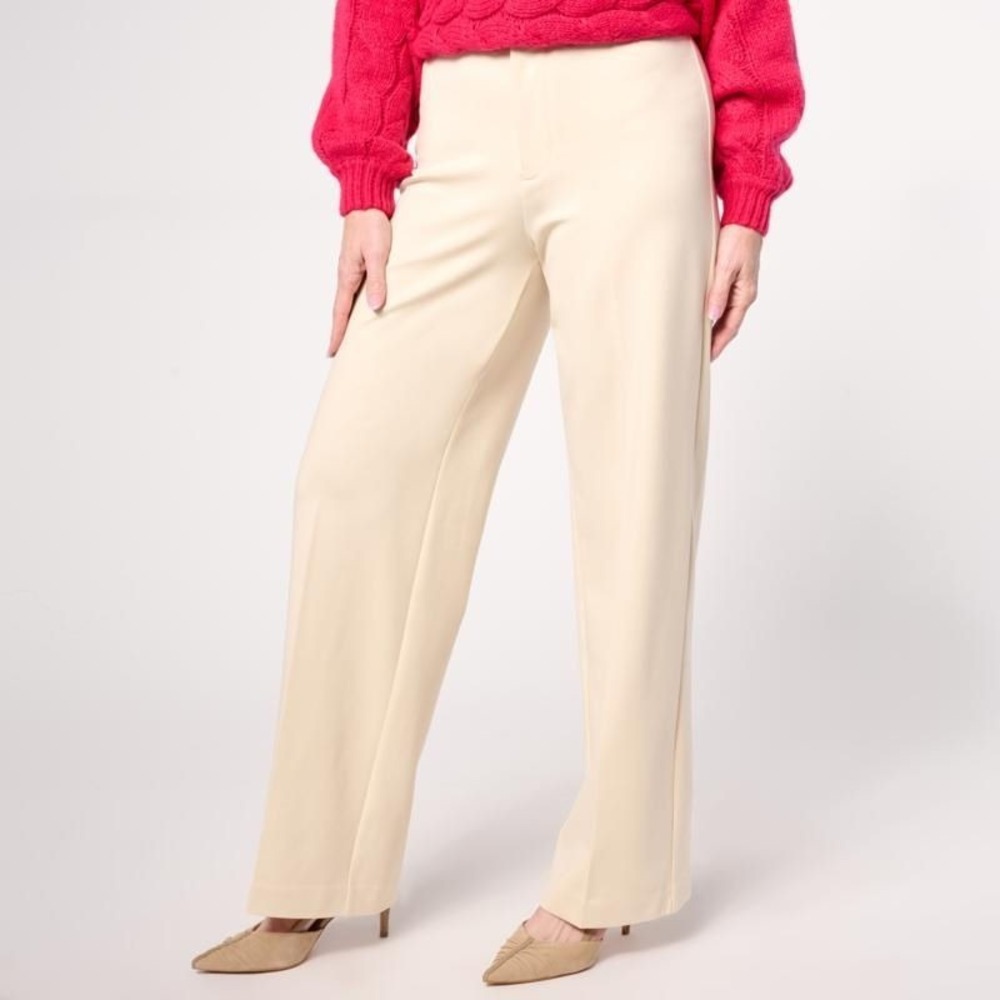 G by Giuliana Women's‎ Ponte Knit Wide Leg Trousers - Soft Sand - XL